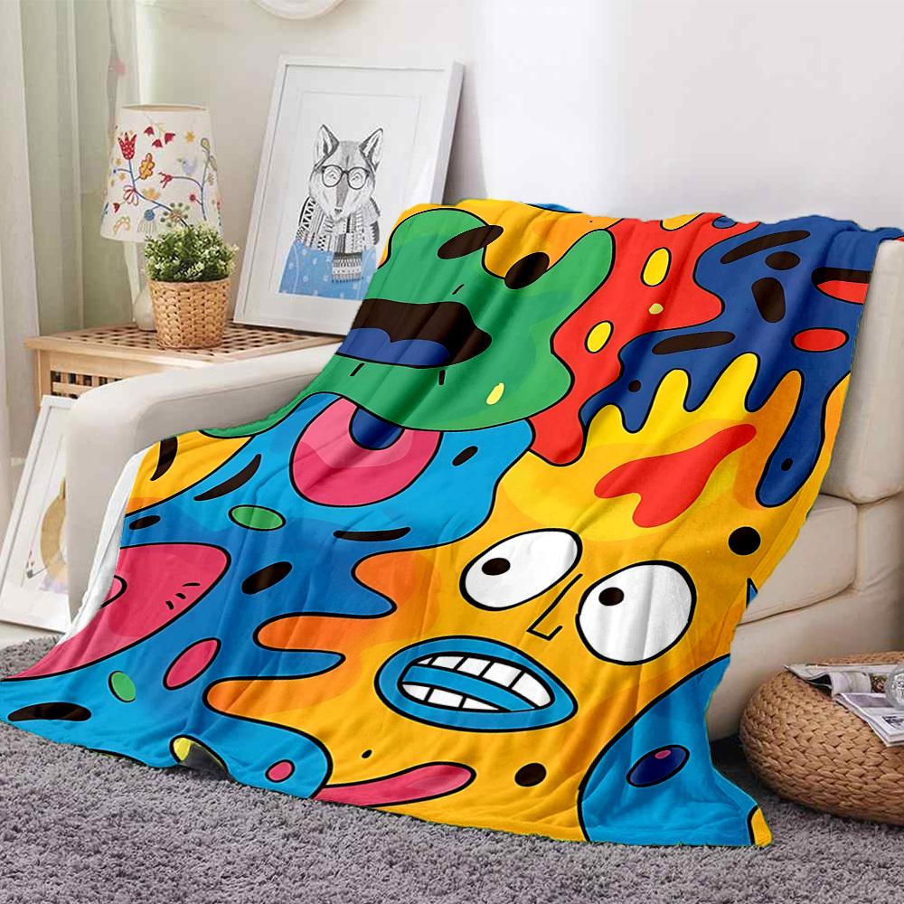 1pc Colorful Cartoon Pattern Blanket Warm, Cozy, And Soft, Suitable for Sofas, Beds, Cars, And Office Use.Perfect for Camping And Travel, Making It a