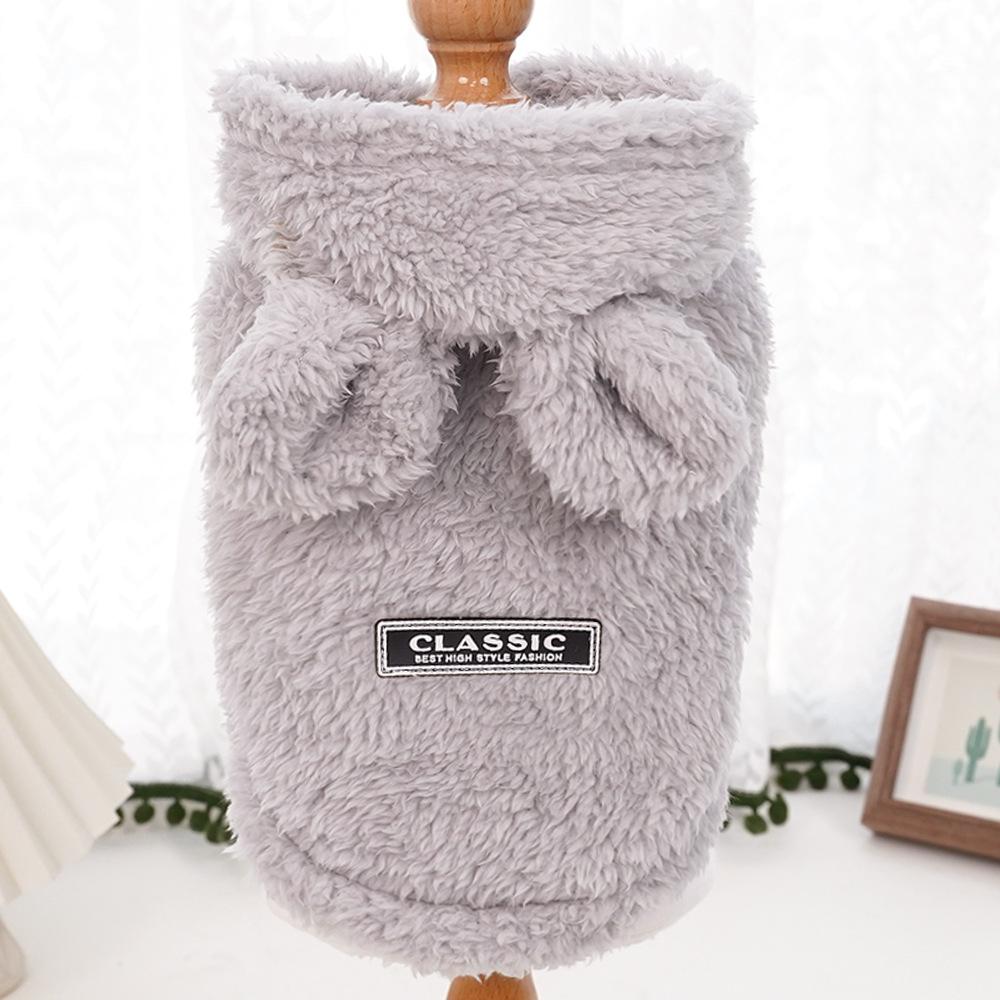 Bunny Ear Fluffy Pet Vest for Cats & Small Dogs - Soft Warm Cat Clothing (3 Colors: Pink/Beige/Grey)