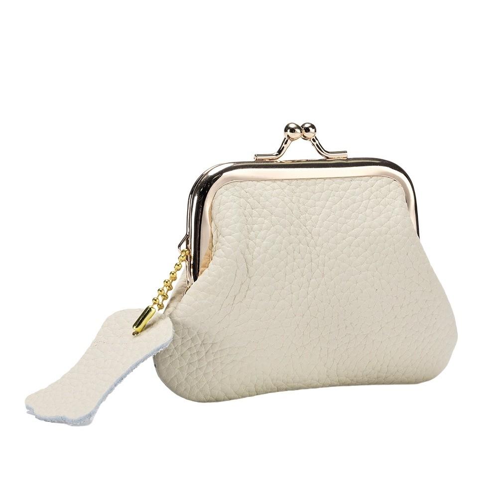 Cow Leather Mini Coin Purse Jewelry Bag Small Item Bag Elegant Kiss Lock Leather Wallet Women