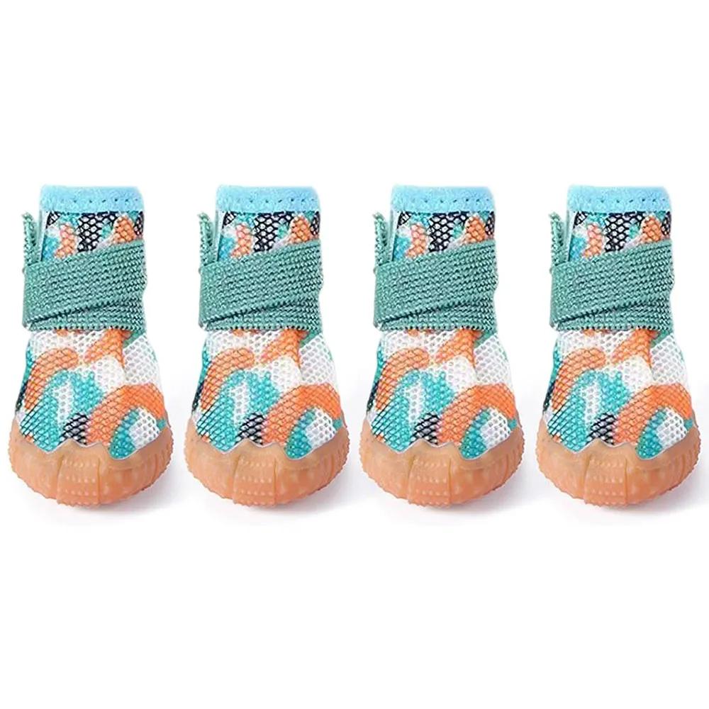 Сетчатая обувь для собак, дышащая обувь для маленьких собак, ботиночки для щенков с нескользящей подошвой для горячего тротуара, прочная защита лап домашних животных