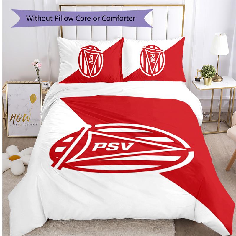 PSV Eindhoven FC Printed 3PCS Bedding Set Breathable Duvet Cover with Pillowcases Decorative Bed Linen for Bedroom Home