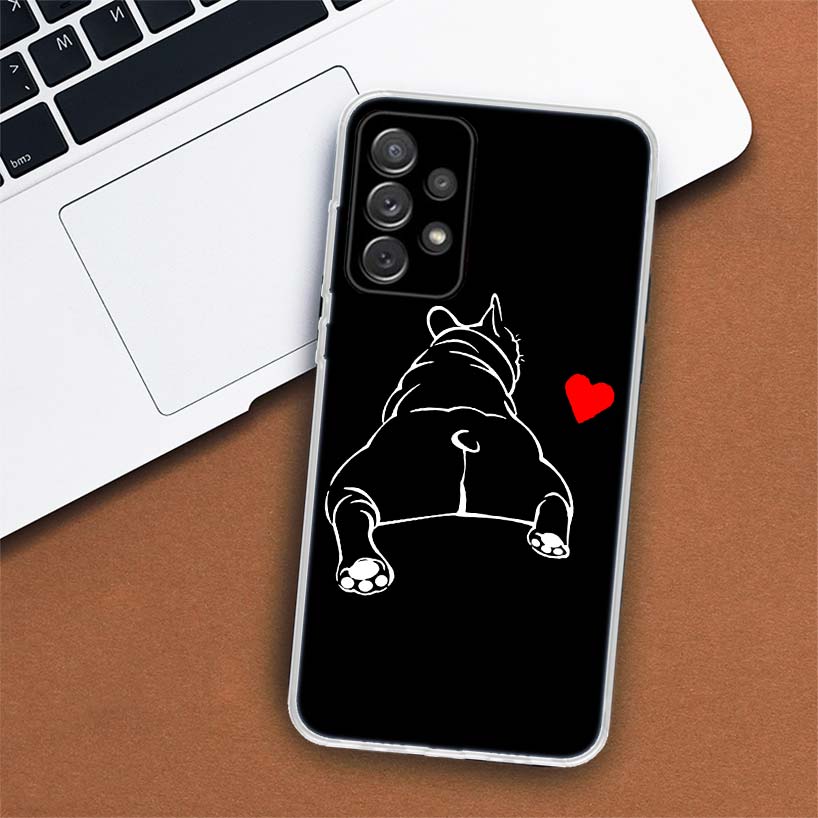Черно-белый чехол для телефона с французским бульдогом для Samsung Galaxy A53 A52 A73 A72 A12 5G A13 A22 A23 A32 A33 A02S A03S A42 A43 A50S, чехол