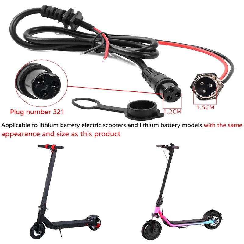 GX16 3Pin Aviation Charging Port for Lithium Battery Electric Scooters 3 Pin Plug Charger Output Cable 220V Waterproof Dust-pro
