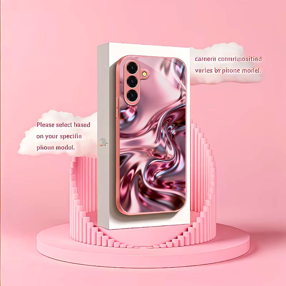 Металлическая розовая текстура Madam pink Стекло Чехол для телефона для Samsung Galaxy S26 S25 S24 S23 S22 S21 FE Ultra Plus Ударопрочный Женский