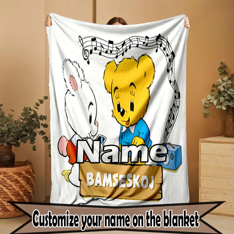 Custom Name Personalized Bamse Print Blanket, Home Decor, Bedroom, Sofa, Camping, Couch, Gifts for Birthday Christmas