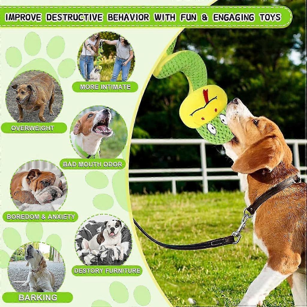 Squeaky Dog Toys, Chew-Resistant Dog Rope Toy with Squeaker & Crinkle Paper, Interactive Squeaky Tug of War Doggie Toy, Dog Toys for Small, Medium, an