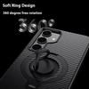 For Samsung Galaxy S24+ Case Compatible with MagSafe Kickstand Carbon Fiber Texture PC+TPU Back Cover with Silicone Ring
