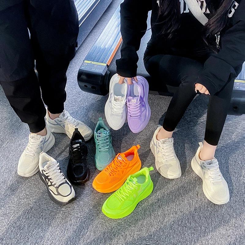 Новые мужские повседневные кроссовки конфетного цвета, легкие дышащие мужские и женские кроссовки для фитнеса, нескользящие, спортивная обувь для пар