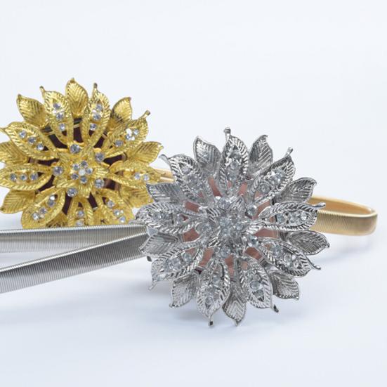 Rhinestone Flower Magnetic Curtain Buckle Tieback Holdback Drape Holder Decor