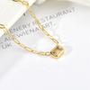 Latest Design Gold Plated Stainless Steel Lady Fashion Accessories Jewelry Women Link Chain Necklace Stone Charm Pendant