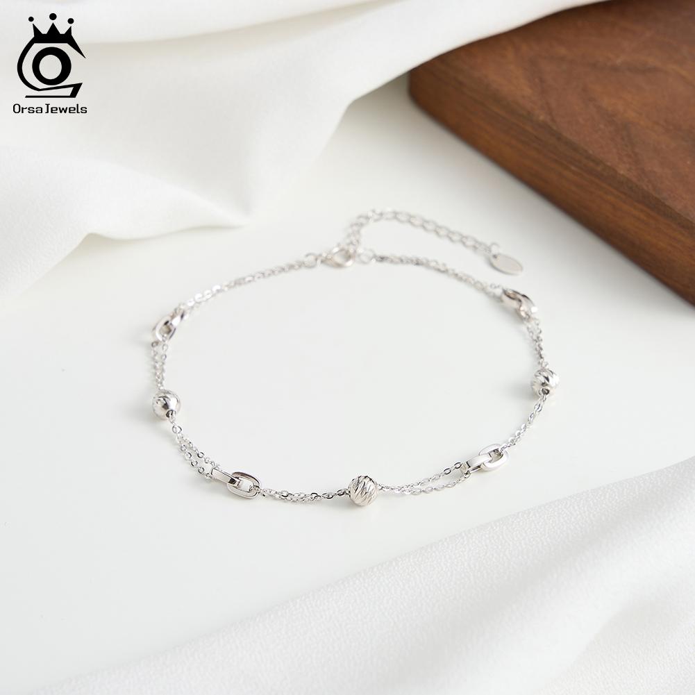 ORSA JEWELS Элегантный многослойный браслет на щиколотку с замком из стерлингового серебра 925 пробы для женщин, регулируемый, летняя модная цепочка на ногу, ювелирное изделие SA106