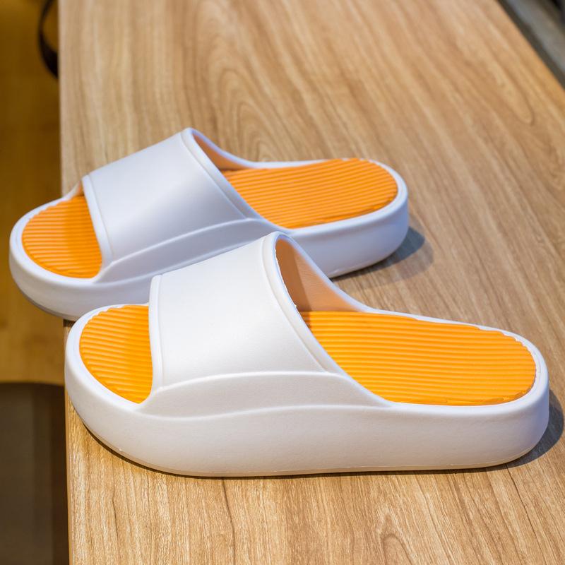 Летние модные парные тапочки на толстой платформе 4 см, мужские пляжные удобные мягкие нескользящие цветные женские шлепанцы
