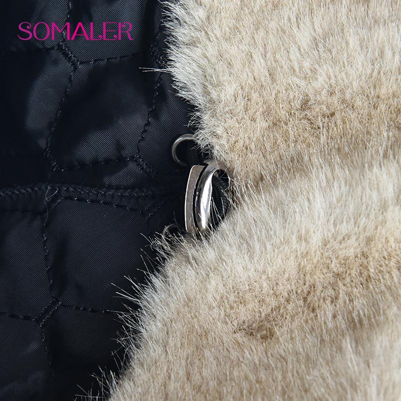 SOMALER Winter Faux Rabbit Fur Knitted Bucket Hats for Women Plain Color Warm Knitted Bucket Hats