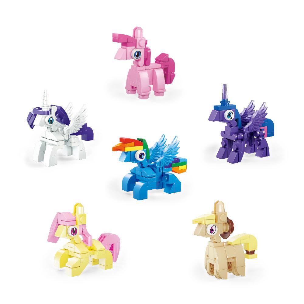 6-в-1 My Little Pony Строительные Блоки Сюрприз Фигурка Equestria Girls Сумеречная Искорка Строительные Блоки Мультяшные Игрушки Для Детей