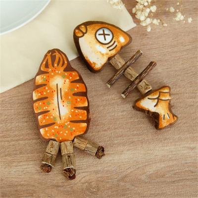 Игрушечные рыбки Cattoy из дерева и горца, реалистичные рыбки для скрежета зубов, занимательная игрушка, жареная рыба.