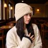 New cold-proof ear protection knitted hat, big head circumference wool hat for women, warm in autumn and winter, showing a small face and leisure