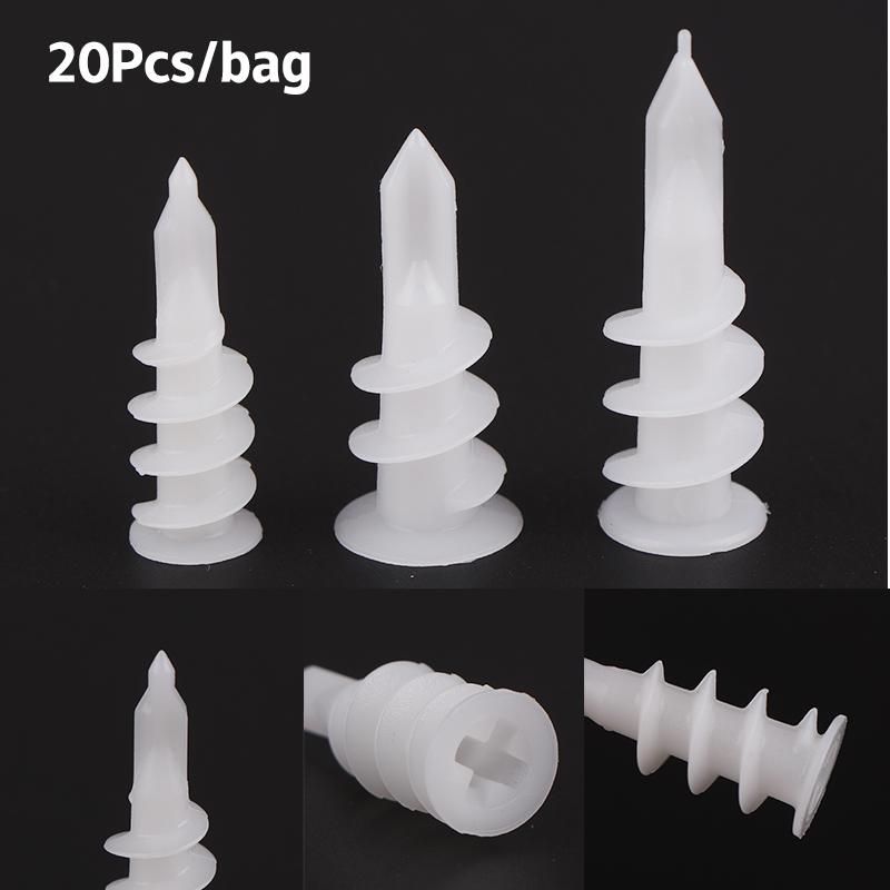 20 шт. самосверлящие пластиковые дюбеля для гипсокартона, пластиковый штифт, самосверлящий комплект дюбелей для гипсокартона, самостоятельное сверление и установка