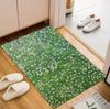Green Grass Yellow Wildflower Field Print Doormat Non Slip Durable Cottage Style Front Door Entrance Home Rug