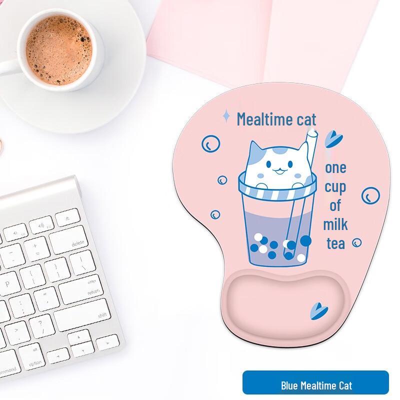 Fumede Blue Mealtime Cat Wrist Rest Mouse Pad