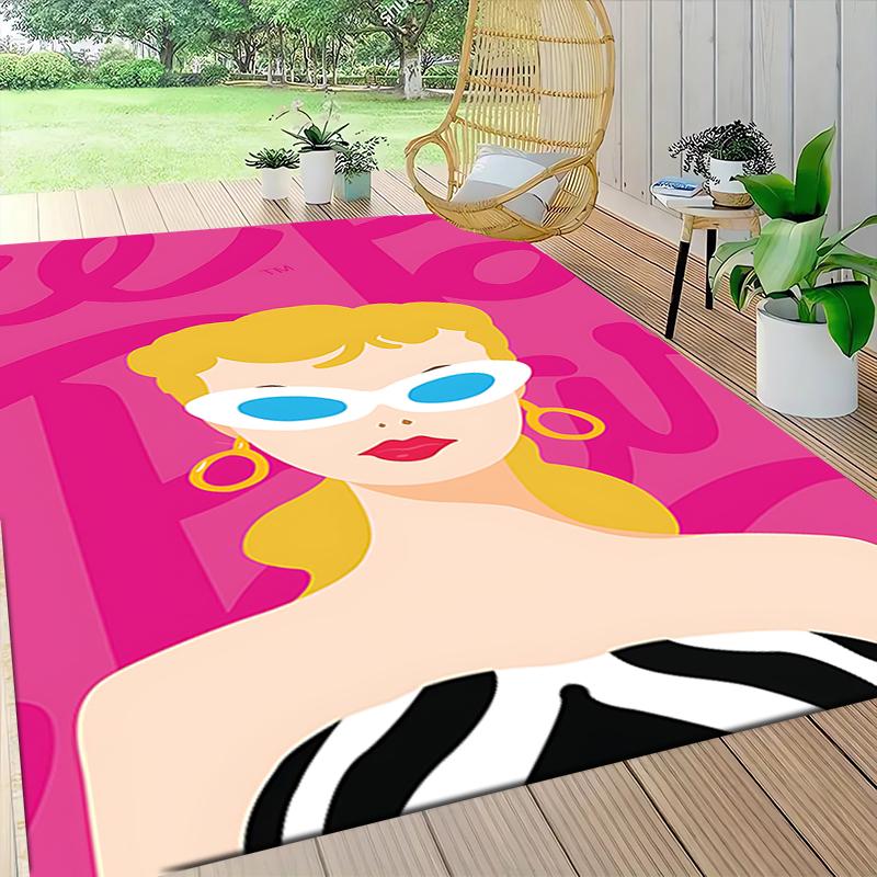 Pink Background Sunglasses Carpet Rug Soft Washable Antislip Home Living Room Sofa Mats Personalized Christmas Rug