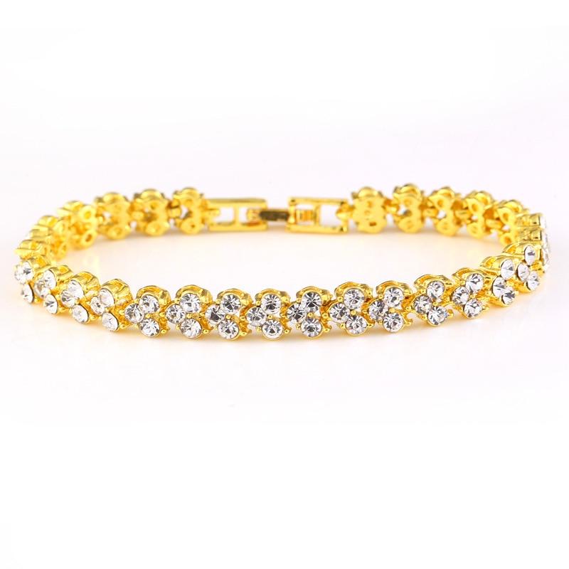 Роскошный женский браслет с кристаллами и цирконием, простой браслет на кнопке, теннисный браслет, ручная мода, женские свадебные украшения