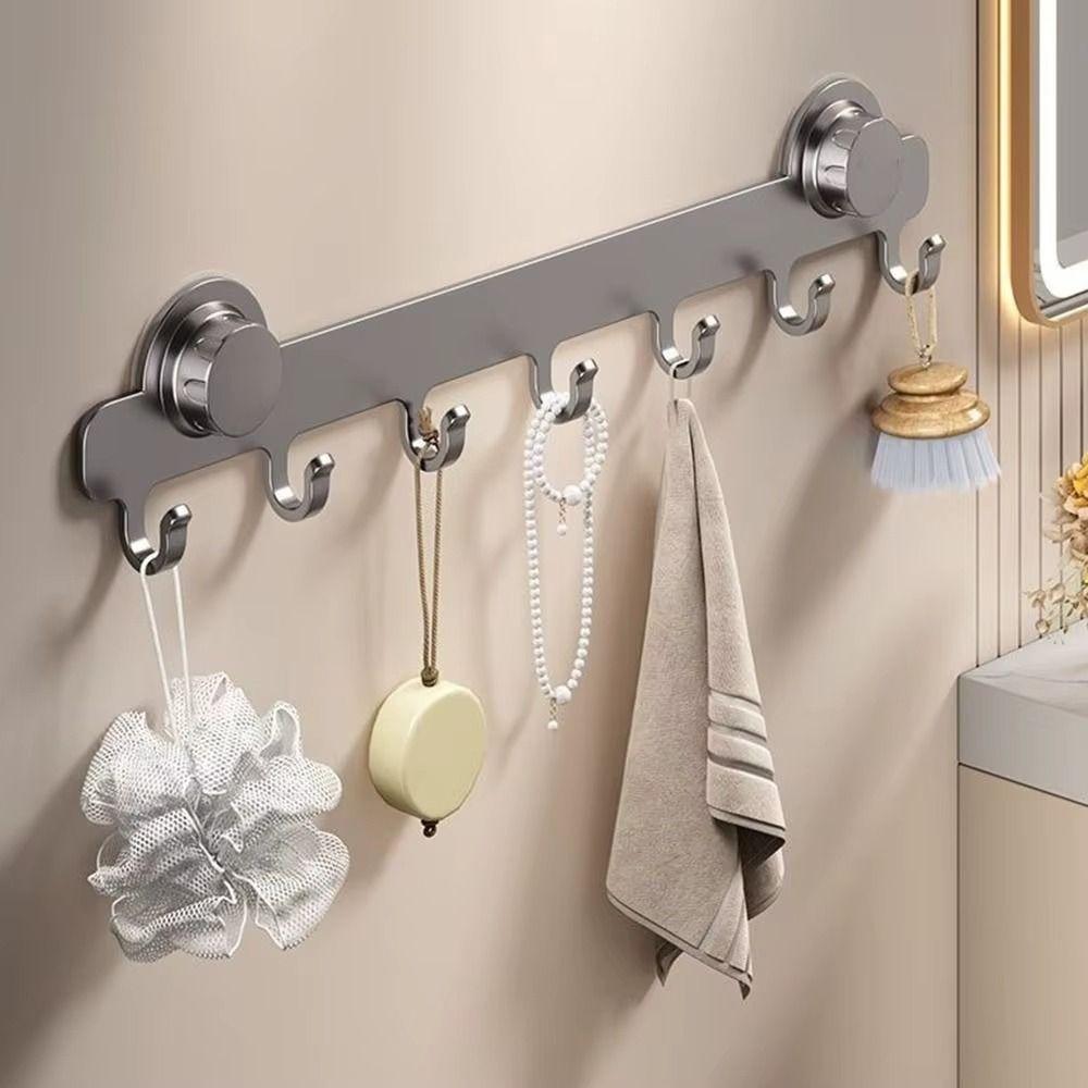 5/6/7/8-Hook Suction Door Cup Hook Waterproof Hanging Coat Rack Bathroom