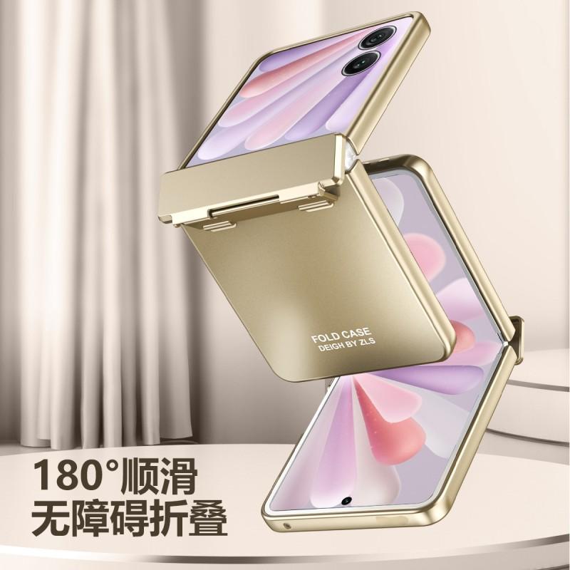 Luxury Electroplated Hinge Cover Honor Magic V Flip 2 Foldable Phone Case Shockproof Scratch Resistant PC Shell