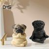 Meditating Dog Figurine Resin French Bulldog Statue Yoga Puppy Animal Sculpture Home Office Desktop Garden Decoration Ornament Festival Gift