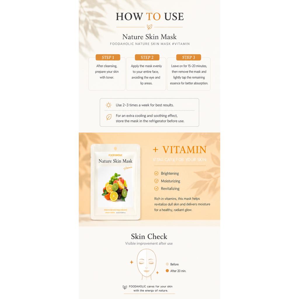 FoodaHolic Nature Skin Витаминная тканевая маска 10 шт. / Упаковка 10 шт.