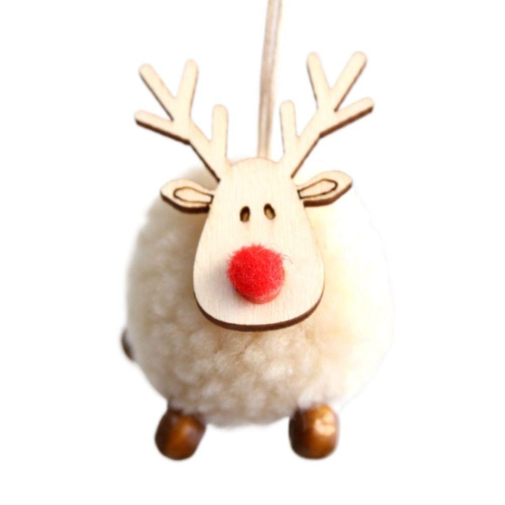 Felt Deer Wooden Deer Ornaments Wooden Elk Elk Hanging Pendant Christmas Tree Ornaments New Year