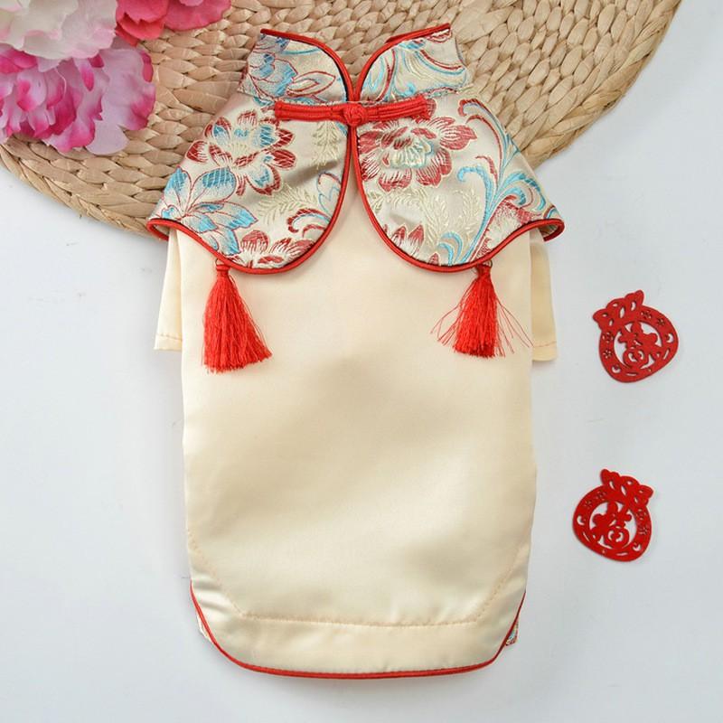 Cotton Dog Dress Princess Style Floral Cloud Shoulder Design Female Dogs