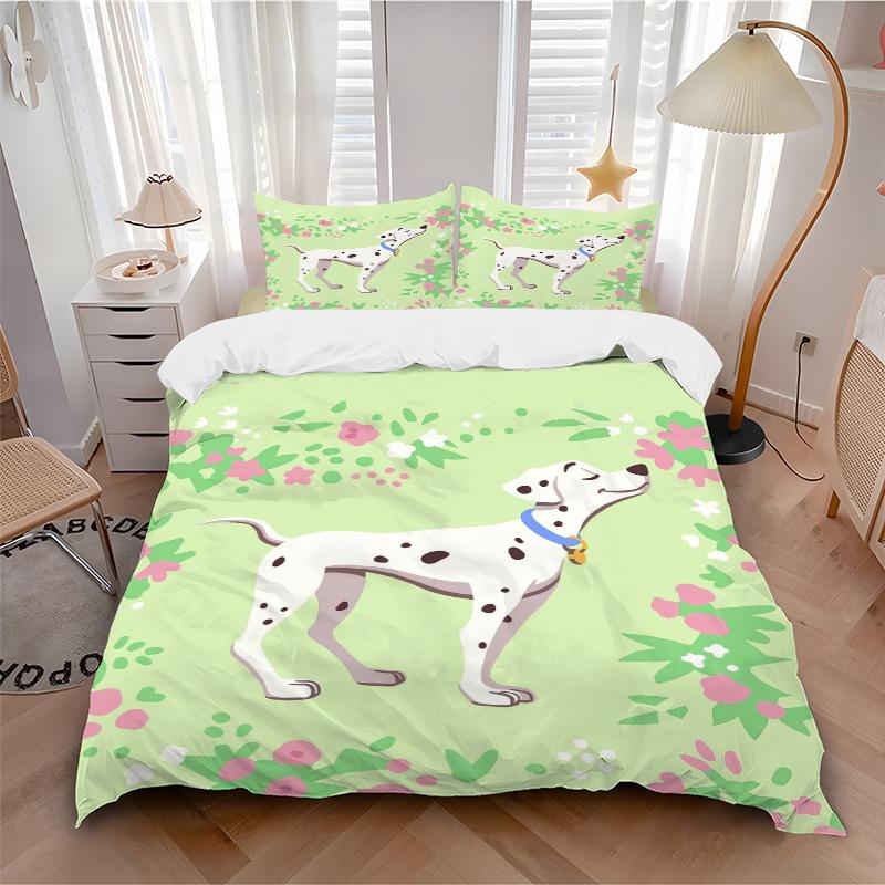 Dalmatian Floral Garden Print 3Pcs Bedding Setduvet Cover With 2 Bedropillowcase Home Birthday Gift