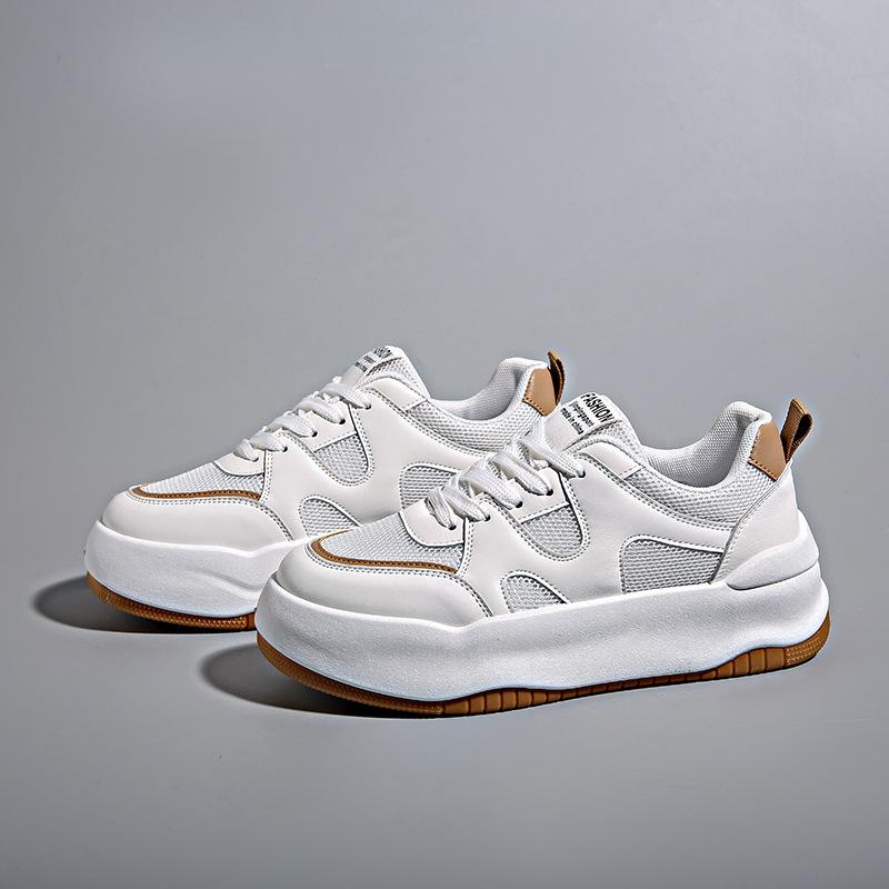 Маленькие белые туфли женские 2024 весна новая корейская версия мода толстая подошва повышенная сетка воздухопроницаемость повседневные универсальные кроссовки