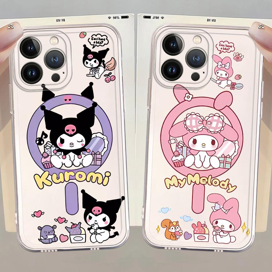 Мультяшный милый чехол Kuromi для iPhone 17 Pro Max Air 12 Mini 16 7 8 XR 15 11 14 Plus 13 Pro XS Max Мягкая крышка для телефона