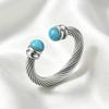 Vintage jewelry 18k gold stainless steel open bracelet inlaid with tiger turquoise titanium steel ring non-fading jewelry