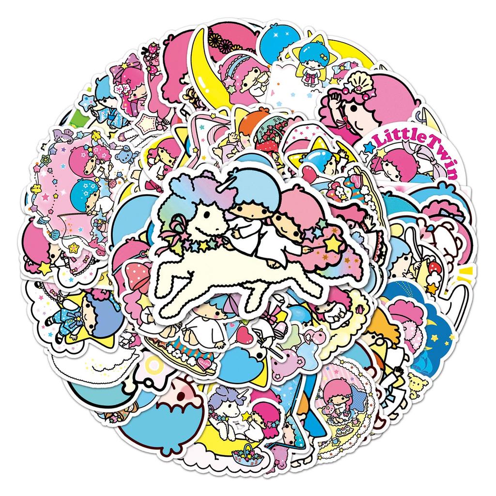 50 мультяшных наклеек Sanrio Twin Stars для детских дневников, чемоданов и ноутбуков