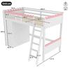 Loft Bed 90x200 Children's Bed Girl Youth Bed Wardrobe Drawers LED Bed Frame Slatted Frame Pine Wood EN747 Certified White