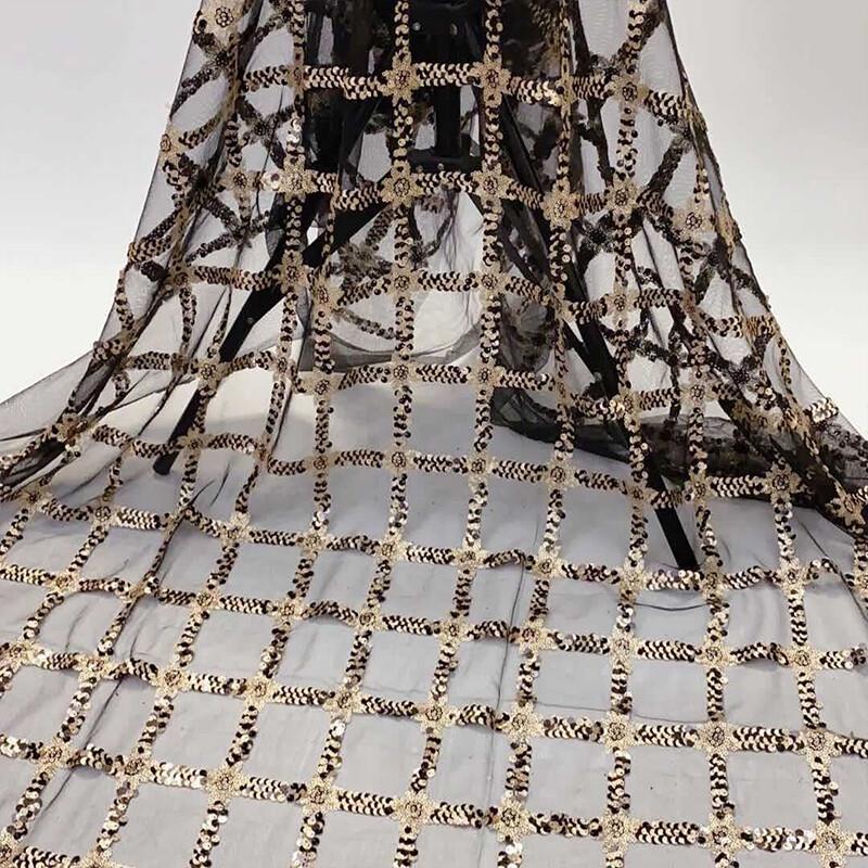 Ткань с вышивкой пайетками на сетчатой основе, блестящая, для женского платья, DIY, модный дизайнер, сетчатая ткань с вышивкой, швейные принадлежности