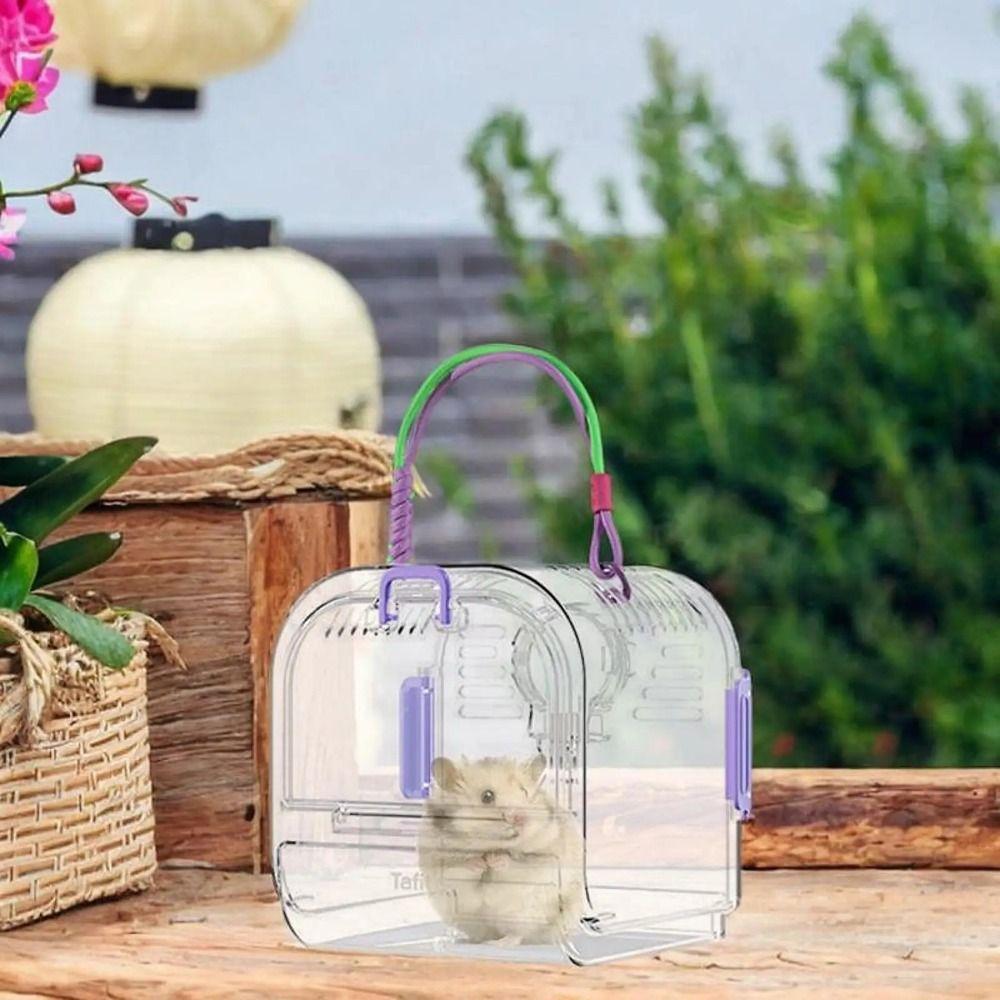 Portable Travel Hamster Carrier Breathable Small Animal Carry Case Outdoor Hamster Box  Ferrets