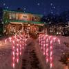2 Set Solar Christmas Candy Cane Light Waterproof Pathway Markers Lights With Stakes For Outdoor Patio Garden Walkway Decoration
