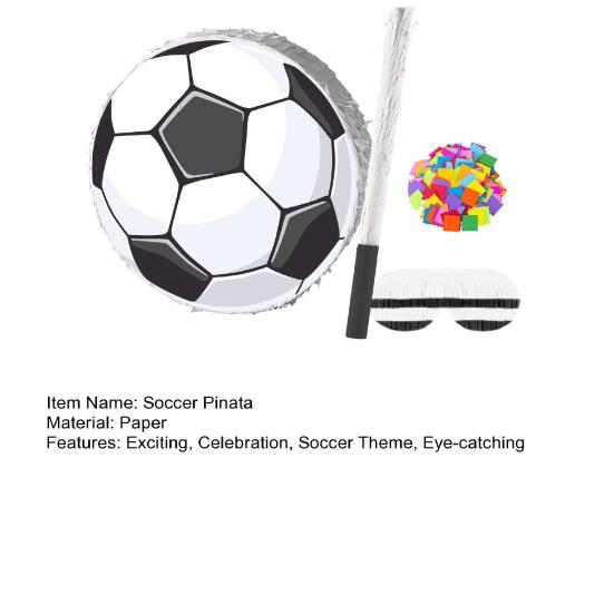 Soccer Pinata Pull String Soccer Ball Pinata with Stick Blindfold Confetti Sports Theme Birthday Party Favors for Kids Adults