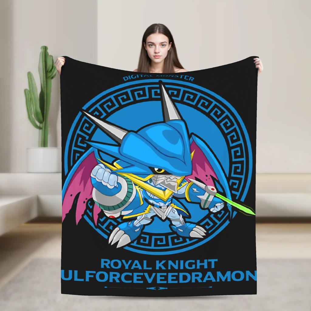 Guilmon Blankets Digimon Nostalgic Anime Wool Vintage Soft Throw Blanket for Bedding Lounge Winter