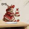 2D Acrylic Rabbit Ornament Cartoon Bunny Table Sign Desktop Decor Rabbit Centerpiece for Tiered Tray Mantel Party Decoration