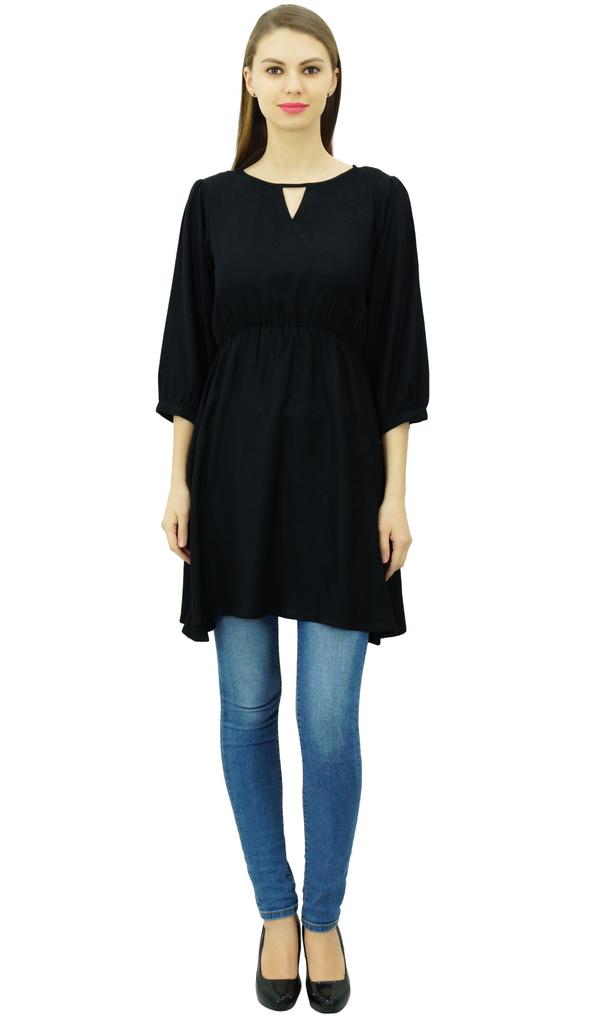 Phagun Women Tunic Top Short Kurti Elastic Waist Indian Ethnic Blouse