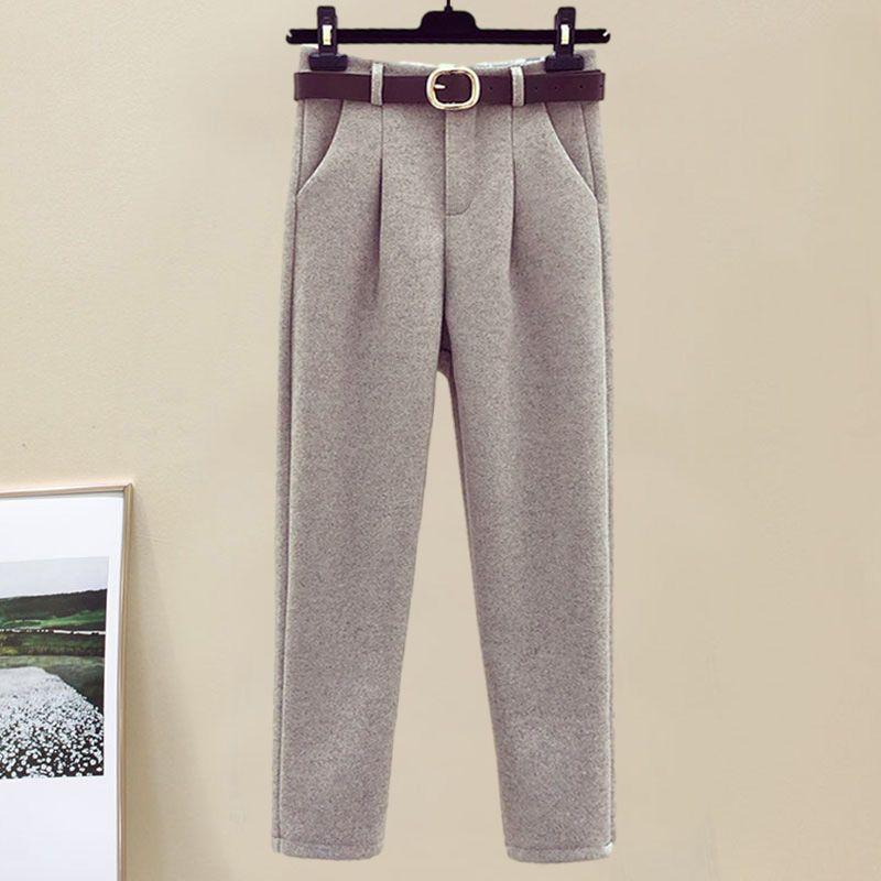 Autumn and Winter Woolen Coat + Turtleneck Sweater + High Waist Harlan Woolen Pants Three-piece Fashion Suit