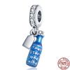 Изящный Стерлингового Серебра 925 Синий Спортивная Бутылка Для Воды Очарование Подходит Модный Браслет и Браслет Модные Ювелирные Изделия Для Вечеринки Подвеска Для Девочки Подарок