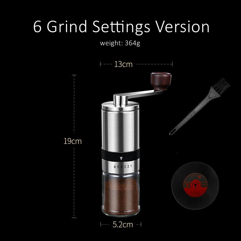 Portable and Efficient Manual 304 Stainless Steel Coffee Grinder 6/8 Grind Setting Thickness Adjustable Coffee Mill for Home