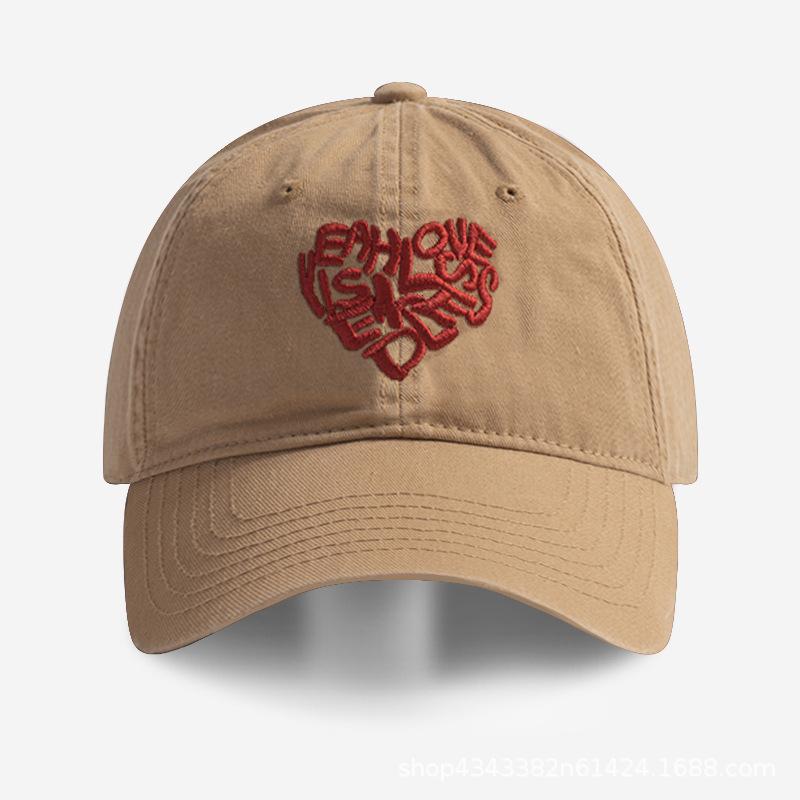 Love embroidered peaked cap Spring and autumn versatile men and women travel baseball big brim English letters men and women