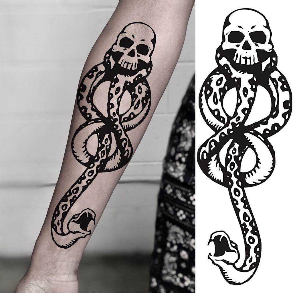 1 Sheet Snake Temporary Tattoos For Women Men Arm Leg Forearm Body Adults Rose Fake Flower Tattoo Sticker Waterproof Covers Up