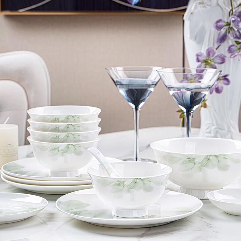 Набор столовой посуды из костяного фарфора Jingdezhen «Девять журавлей»